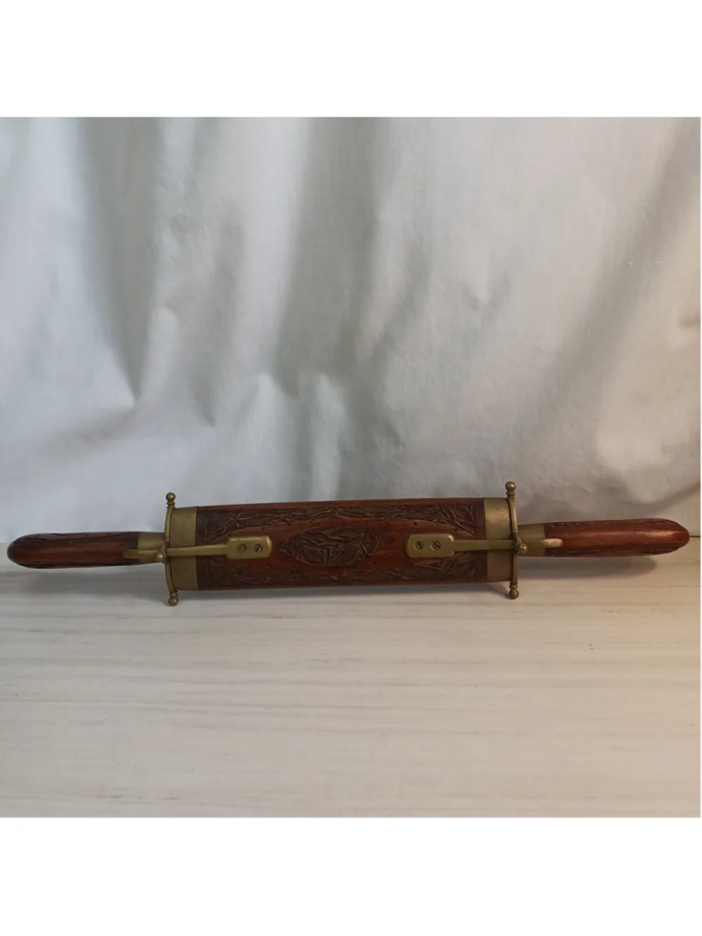 VTG India Carved Wooden Knife Cutlery Set Knife And Fork Brass Wood Sheath Boho